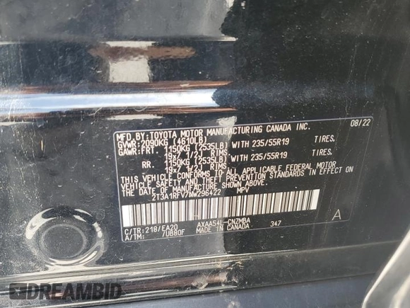 2022 Toyota RAV4 XLE Premium z VIN 2T3A1RFV7NW296422, wystawiony jako Copart lot #56755025 z przebiegiem 44 934 mil mil oraz Szkoda całkowita • Salvage title. Historia ofert i sprzedaży dostępna na DreamBid. Obrazek 13.
