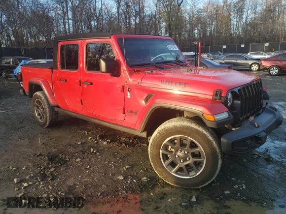 2022 Jeep Gladiator Willys с VIN 1C6JJTAM3NL162559, выставлен на аукционе Copart как лот 82410704 с пробегом 54 457 миль миль и Списание • Salvage title. История ставок и продаж доступна на DreamBid. Изображение 4.