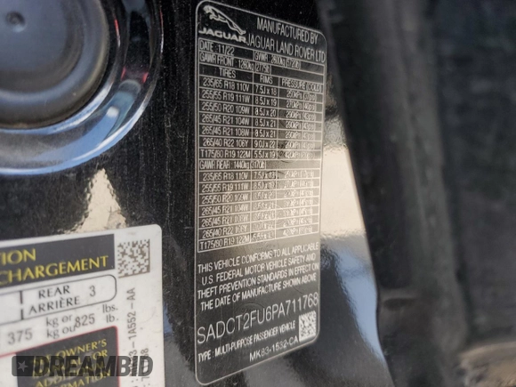 2023 Jaguar F-Pace R-Dynamic S with VIN SADCT2FU6PA711768, listed as a Copart auction lot 78414954 with Not Provided miles and Salvage Title. Bid and sale history available at DreamBid. Image 15.