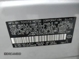 2010 Lexus ES 330 with VIN JTHBK1EG9A2362945, listed as a Copart auction lot 61284784 with Not Provided miles and Salvage Title. Bid and sale history available at DreamBid. Image 14.