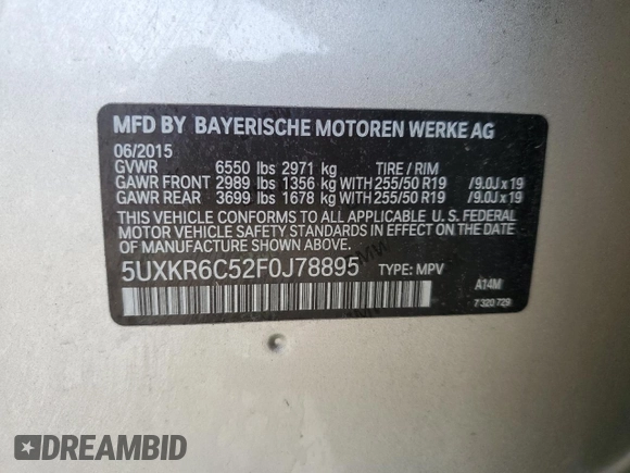 2015 BMW X5 xDrive50i z VIN 5UXKR6C52F0J78895, wystawiony jako Copart lot #57764045 z przebiegiem 128 506 mil mil oraz Czysty tytuł • Clean title. Historia ofert i sprzedaży dostępna na DreamBid. Obrazek 13.