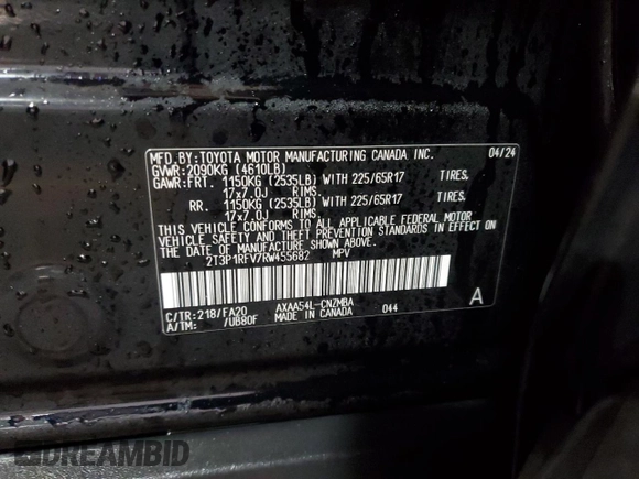 2024 Toyota RAV4 XLE with VIN 2T3P1RFV7RW455682, listed as a Copart auction lot 48234455 with 25,953 mi miles and Salvage Title. Bid and sale history available at DreamBid. Image 14.