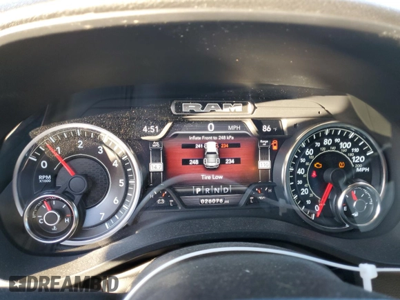 2022 Ram 1500 Big Horn with VIN 1C6RREMT9NN276726, listed as a Copart auction lot 43628335 with 26,076 mi miles and Salvage Title. Bid and sale history available at carsss.com. Image 9.