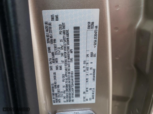 2017 Ford Escape S with VIN 1FMCU0F72HUA15153, listed as a Copart auction lot 48150695 with 64,294 mi miles and Salvage Title. Bid and sale history available at carsss.com. Image 15.
