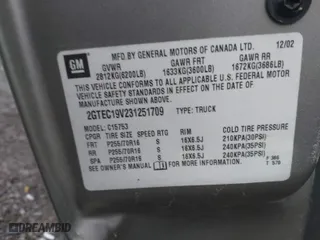 2003 GMC Sierra 1500 SLE with VIN 2GTEC19V231251709, listed as a IAAI auction lot 41973137 with 101,934 mi miles. Bid and sale history available at carsss.com. Image 9.