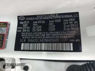 2022 Hyundai Tucson Limited with VIN 5NMJECAE7NH010601, listed as a Copart auction lot 84329044 with 22,564 mi miles and Non Repairable. Bid and sale history available at carsss.com. Image 13.