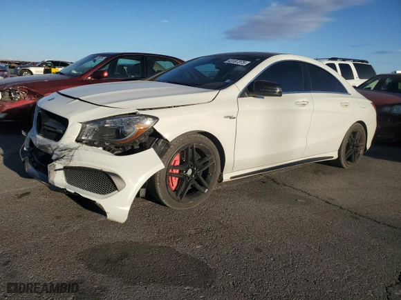 2014 Mercedes-Benz CLA-Class CLA 45 AMG with VIN WDDSJ5CB9EN142167, listed as a Copart auction lot 43187375 with 113,105 mi miles and Salvage Title. Bid and sale history available at carsss.com. Image 1.