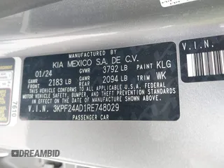 2024 Kia Forte LXS z VIN 3KPF24AD1RE748029, wystawiony jako IAAI lot #42107090 z przebiegiem 27 832 mil mil oraz . Historia ofert i sprzedaży dostępna na DreamBid. Obrazek 9.