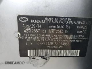 2015 Hyundai Sonata Sport z VIN 5NPE34AB1FH074866, wystawiony jako Copart lot #56642235 z przebiegiem 118 094 mil mil oraz Szkoda całkowita • Salvage title. Historia ofert i sprzedaży dostępna na DreamBid. Obrazek 12.