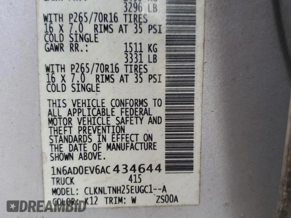 2010 Nissan Frontier Pro-4X с VIN 1N6AD0EV6AC434644, выставлен на аукционе Copart как лот 61943805 с пробегом 164 700 миль миль и Чистый • Clean title. История ставок и продаж доступна на DreamBid. Изображение 15.