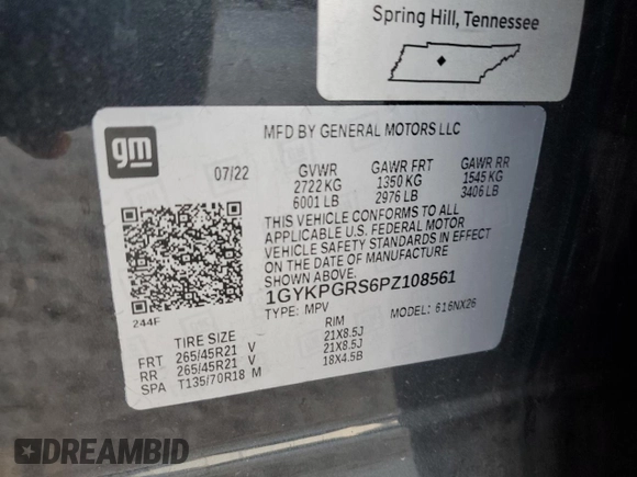 2023 Cadillac XT6 AWD Sport z VIN 1GYKPGRS6PZ108561, wystawiony jako Copart lot #71052284 z przebiegiem 31 496 mil mil oraz Szkoda całkowita • Salvage title. Historia ofert i sprzedaży dostępna na DreamBid. Obrazek 13.