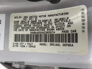 2010 Toyota Corolla with VIN 1NXBU4EE4AZ365974, listed as a IAAI auction lot 42760987 with 172,287 mi miles and . Bid and sale history available at DreamBid. Image 9.