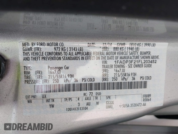 2015 Ford Focus SE с VIN 1FADP3F21FL203452, выставлен на аукционе IAAI как лот 40119573 с пробегом 143 915 миль миль и . История ставок и продаж доступна на DreamBid. Изображение 9.