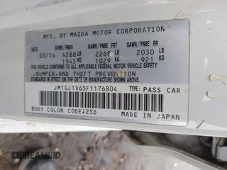 2015 Mazda 6 i Touring with VIN JM1GJ1V65F1176804, listed as a IAAI auction lot 41739500 with Not Provided miles. Bid and sale history available at carsss.com. Image 9.