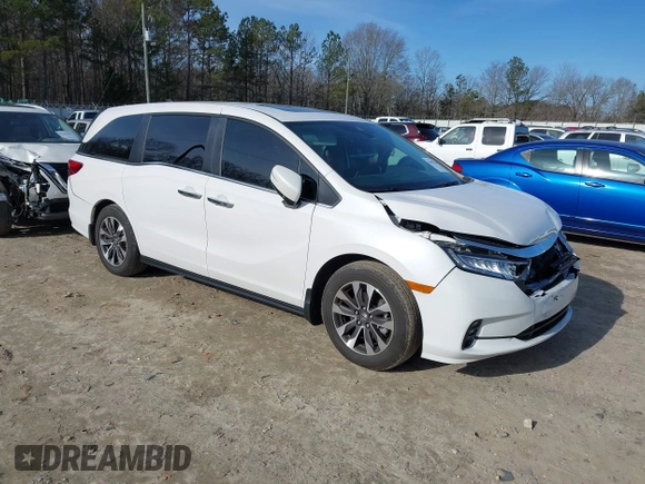 2024 Honda Odyssey EX-L with VIN 5FNRL6H6XRB070789, listed as a IAAI auction lot 41333384 with 6,553 mi miles and . Bid and sale history available at DreamBid. Image 1.
