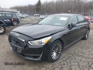 2018 Genesis G90 3.3T Premium with VIN KMHG34JA7JU041008, listed as a IAAI auction lot 41719369 with 146,874 mi miles. Bid and sale history available at carsss.com. Image 2.