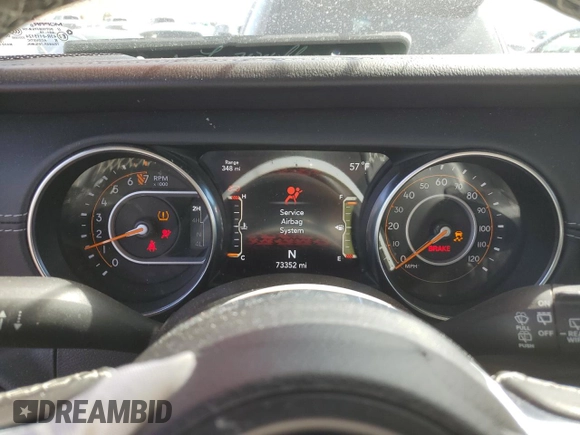 2020 Jeep Wrangler Unlimited Sahara with VIN 1C4HJXEGXLW209908, listed as a Copart auction lot 49409625 with 73,352 mi miles and Salvage title. Bid and sale history available at DreamBid. Image 9.