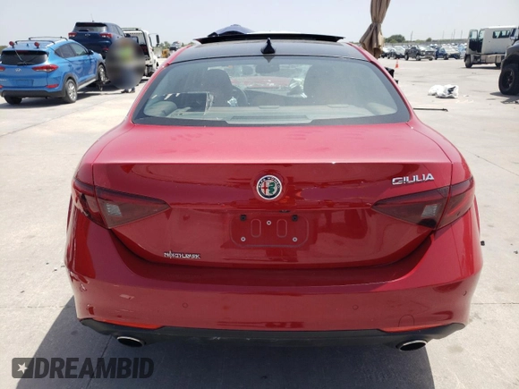 2019 Alfa Romeo Giulia Sport with VIN ZARFAMAN2K7612385, listed as a Copart auction lot 65497014 with 0 mi miles and Salvage Title. Bid and sale history available at carsss.com. Image 6.