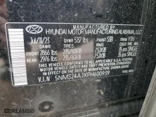 2023 Hyundai Santa Fe SEL with VIN 5NMS24AJXPH600939, listed as a Copart auction lot 48297065 with 38,643 mi miles and Salvage Title. Bid and sale history available at carsss.com. Image 13.