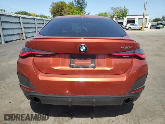 2022 BMW 4 Series 430i with VIN WBA63AV06NFM11260, listed as a Copart auction lot 57551825 with 52,969 mi miles and Salvage title. Bid and sale history available at DreamBid. Image 6.