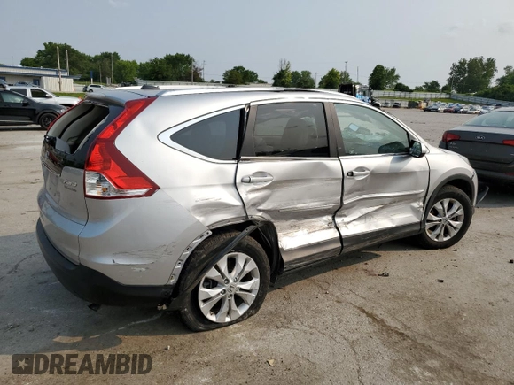 2012 Honda CR-V EX-L with VIN 5J6RM4H79CL059985, listed as a Copart auction lot 58623535 with 38,054 mi miles and Salvage title. Bid and sale history available at DreamBid. Image 3.