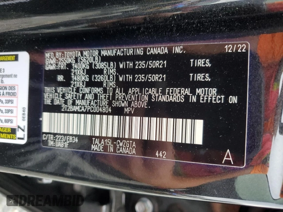 2023 Lexus RX 350 with VIN 2T2BAMCA7PC004804, listed as a Copart auction lot 51845555 with 24,797 mi miles and Salvage Title. Bid and sale history available at DreamBid. Image 14.