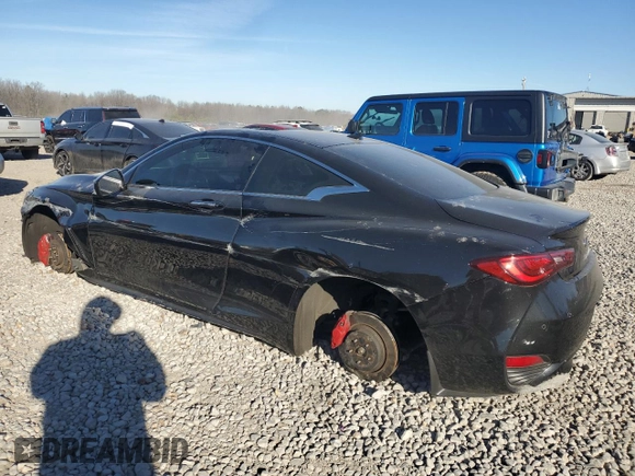 2021 Infiniti Q60 Red Sport 400 with VIN JN1FV7LK1MM530447, listed as a Copart auction lot 47281115 with 37,675 mi miles and Salvage title. Bid and sale history available at DreamBid. Image 2.