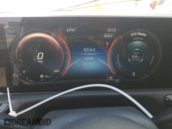 2020 Mercedes-Benz CLA 250 with VIN WDD5J4GB8LN062535, listed as a Copart auction lot 49666095 with 60,088 mi miles and Salvage Title. Bid and sale history available at DreamBid. Image 9.