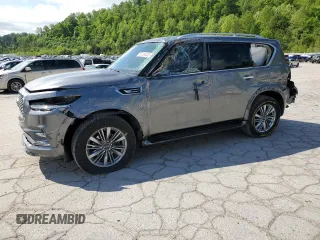2020 Infiniti QX80 Luxe z VIN JN8AZ2NFXL9703516, wystawiony jako Copart lot #56106045 z przebiegiem 105 257 mil mil oraz Szkoda całkowita • Salvage title. Historia ofert i sprzedaży dostępna na DreamBid. Obrazek 1.