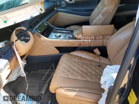 2023 Genesis GV80 with VIN KMUHCESC7PU121865, listed as a Copart auction lot 57990365 with Not provided miles and Salvage title. Bid and sale history available at DreamBid. Image 7.