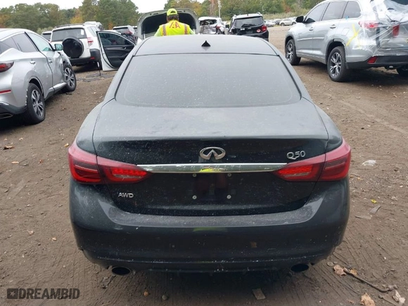 2019 Infiniti Q50 3.0t LUXE with VIN JN1EV7ARXKM593801, listed as a IAAI auction lot 40402805 with 54,318 mi miles. Bid and sale history available at carsss.com. Image 16.