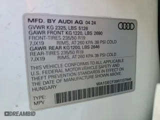 2024 Audi Q3 S line Premium with VIN WA1DECF39R1137946, listed as a Copart auction lot 47194135 with 3,110 mi miles and Salvage Title. Bid and sale history available at carsss.com. Image 14.