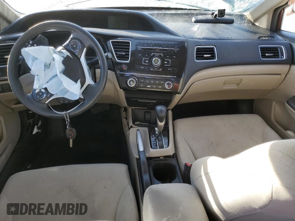 2013 Honda Civic LX with VIN 19XFB2F54DE037147, listed as a Copart auction lot 46339035 with Not Provided miles and Salvage Title. Bid and sale history available at DreamBid. Image 8.