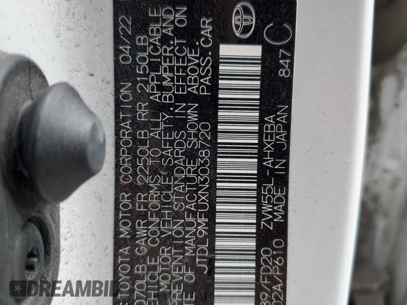 2022 Toyota Prius LE with VIN JTDL9MFUXN3038720, listed as a Copart auction lot 61212455 with 66,669 mi miles and Salvage title. Bid and sale history available at DreamBid. Image 13.