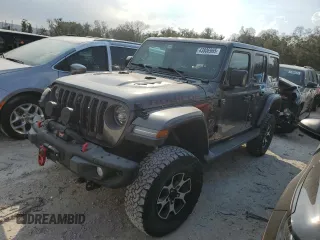 2021 Jeep Wrangler Unlimited Rubicon with VIN 1C4JJXFM1MW760378, listed as a Copart auction lot 43806965 with 38,542 mi miles and Salvage Title. Bid and sale history available at carsss.com. Image 1.