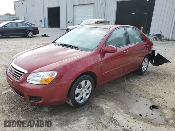 2007 Kia Spectra EX with VIN KNAFE121775427693, listed as a Copart auction lot 76727994 with 100,197 mi miles and Salvage Title. Bid and sale history available at carsss.com. Image 1.