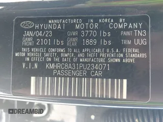 2023 Hyundai Venue Limited with VIN KMHRC8A31PU234071, listed as a IAAI auction lot 41919481 with 36,739 mi miles and . Bid and sale history available at DreamBid. Image 9.
