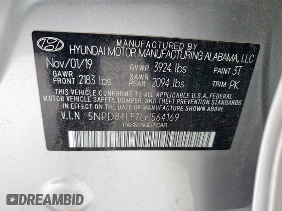2020 Hyundai Elantra SEL z VIN 5NPD84LF7LH564169, wystawiony jako Copart lot #58751495 z przebiegiem 98 617 mil mil oraz Szkoda całkowita • Salvage title. Historia ofert i sprzedaży dostępna na DreamBid. Obrazek 13.