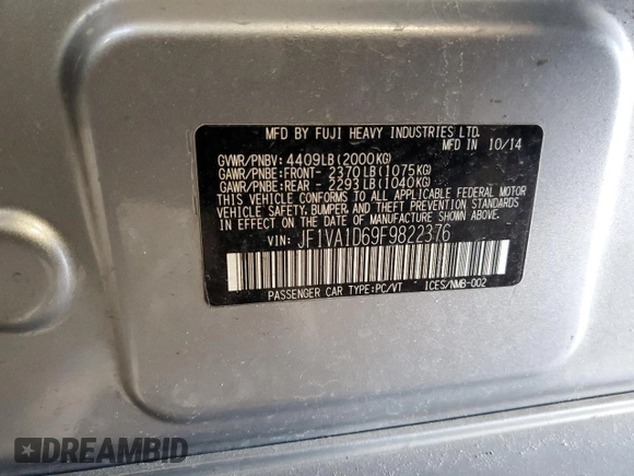 2015 Subaru WRX Premium with VIN JF1VA1D69F9822376, listed as a Copart auction lot 73398492 with 196,876 mi miles. Bid and sale history available at carsss.com. Image 13.