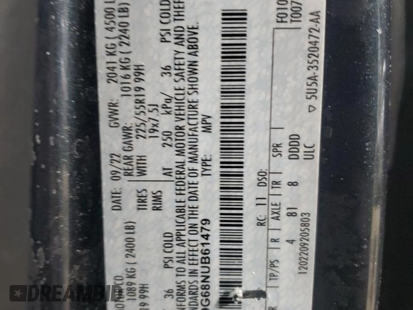 2022 Ford Escape SE z VIN 1FMCU9G68NUB61479, wystawiony jako Copart lot #44100645 z przebiegiem Nie podano mil oraz Szkoda całkowita • Salvage title. Historia ofert i sprzedaży dostępna na DreamBid. Obrazek 14.