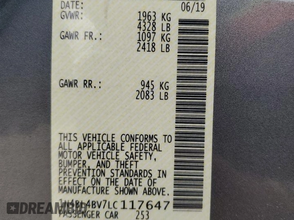 2020 Nissan Altima 2.5 S with VIN 1N4BL4BV7LC117647, listed as a Copart auction lot 48410185 with 71,787 mi miles and Salvage Title. Bid and sale history available at carsss.com. Image 13.