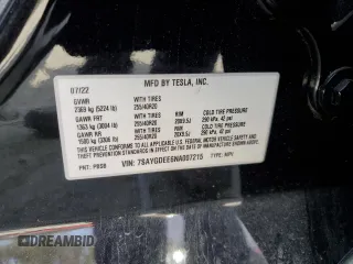 2022 Tesla Model Y Long Range with VIN 7SAYGDEE6NA007215, listed as a Copart auction lot 49749135 with 38,208 mi miles and Salvage Title. Bid and sale history available at carsss.com. Image 12.