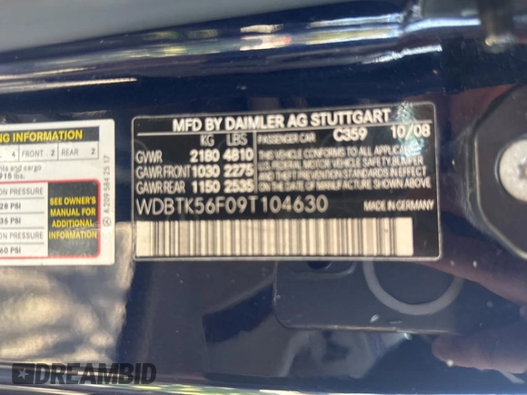 2009 Mercedes-Benz CLK 350 с VIN WDBTK56F09T104630, выставлен на аукционе Copart как лот 48507795 с пробегом 38 847 миль миль и Чистый • Clean title. История ставок и продаж доступна на DreamBid. Изображение 10.