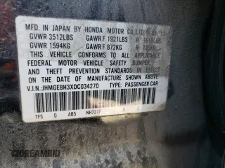 2013 Honda Fit с VIN JHMGE8H3XDC034270, выставлен на аукционе Copart как лот 57486305 с пробегом 92 093 миль миль и Списание • Salvage title. История ставок и продаж доступна на DreamBid. Изображение 13.