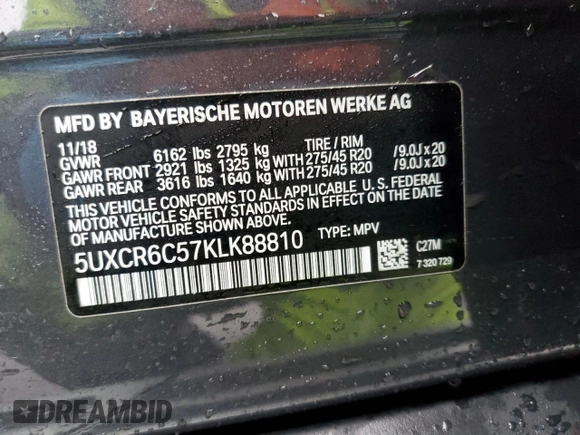 2019 BMW X5 xDrive40i with VIN 5UXCR6C57KLK88810, listed as a Copart auction lot 69993542 with 21,132 mi miles. Bid and sale history available at carsss.com. Image 13.