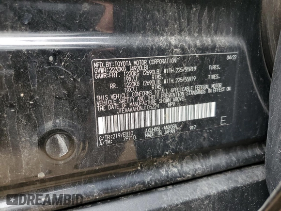 2022 Toyota Venza LE with VIN JTEAAAAH0NJ105324, listed as a Copart auction lot 64194244 with 63,812 mi miles and Salvage Title. Bid and sale history available at carsss.com. Image 12.