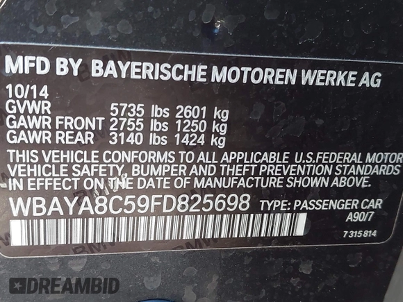 2015 BMW 7 Series 750i с VIN WBAYA8C59FD825698, выставлен на аукционе IAAI как лот 42009098 с пробегом 71 639 миль миль и . История ставок и продаж доступна на DreamBid. Изображение 9.