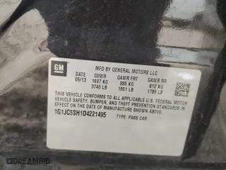 2013 Chevrolet Sonic LT with VIN 1G1JC5SH1D4221495, listed as a Copart auction lot 48190305 with 129,437 mi miles and Salvage Title. Bid and sale history available at carsss.com. Image 12.