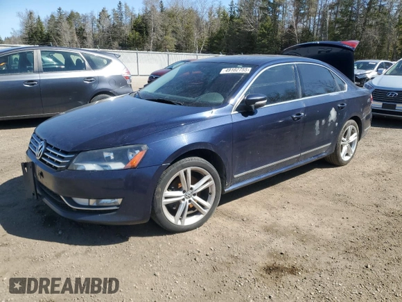 2014 Volkswagen Passat TDI SEL Premium with VIN 1VWCN7A30EC113188, listed as a Copart auction lot 49102755 with 257,649 mi miles and Salvage Title. Bid and sale history available at carsss.com. Image 1.