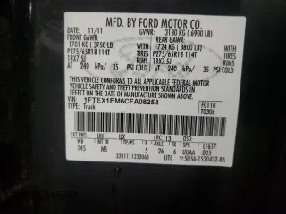 2012 Ford F-150 XL with VIN 1FTEX1EM6CFA08253, listed as a Copart auction lot 84623444 with 0 mi miles and Clean Title. Bid and sale history available at carsss.com. Image 12.